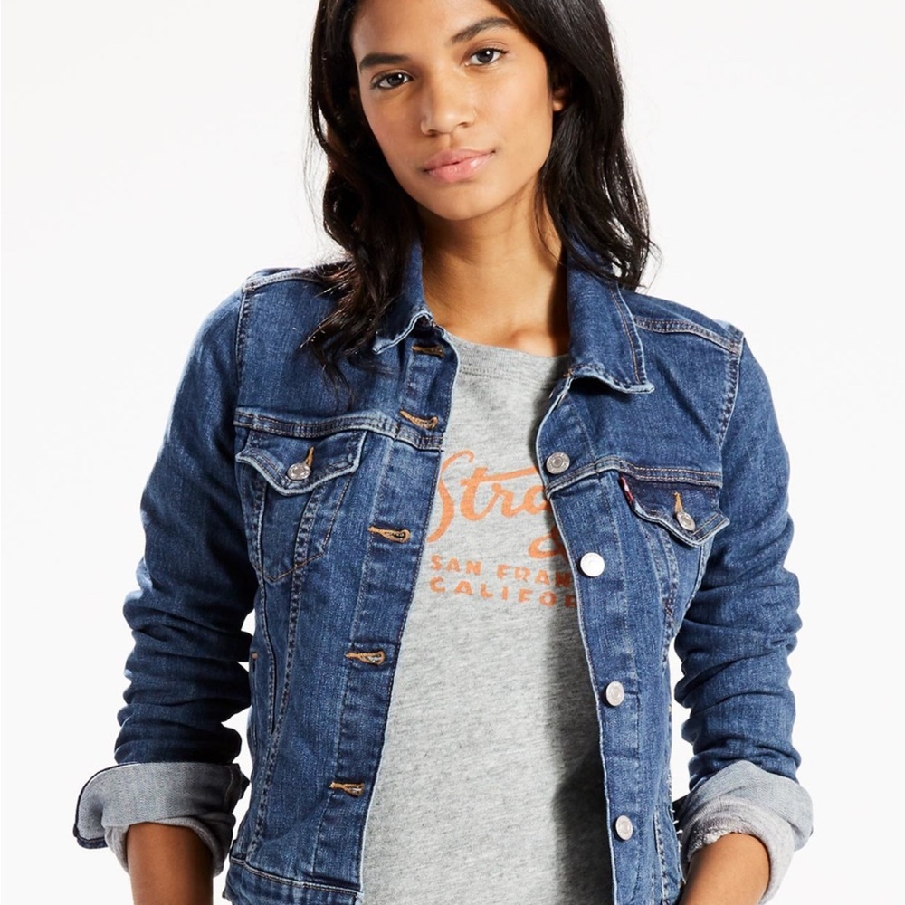 Levi's Women's Original Trucker Stretch Blue Denim Button Down Jacket - M